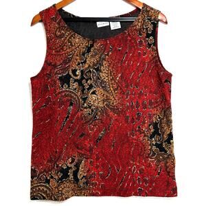 Y2K White‎ Stag Large Retro Tank Top Red Moody Vampire Paisley Whimsygoth Animal